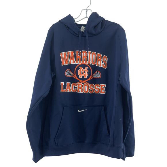 Nike Therma-Fit NC Warriors Lacrosse Men Hoodie L Blue/Orange Pullover Preowned - Picture 1 of 5